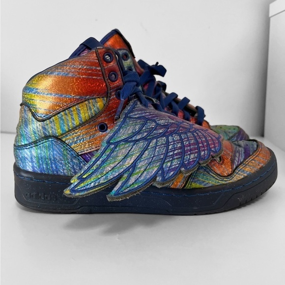 Adidas Jeremy Scott Sneakers Rainbow Hologram Rainbow Wings Sneakers Size US8. - Picture 4 of 9